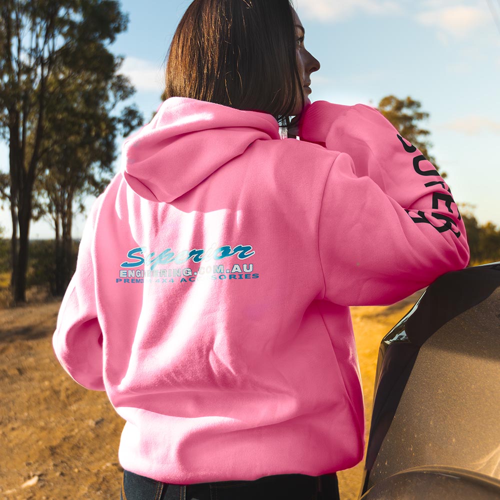 Superior Unisex Hoodie Hot Pink with Sleeve Logo (Each) - SUP-HOODIE-LOGO-U-HPK-XXX